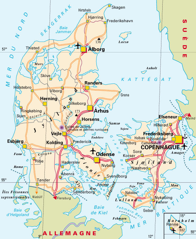carte danemark geographique - Image